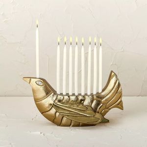 Latest Gold Metal Menorah <b>Candle</b> Holder 9 Branch Hanukkah Candelabra Jewish Festival Table Top Centerpiece Home Decor Gift Stand - Product Image 4