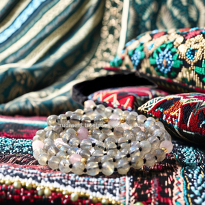 Collar de cuentas Mala 108 estilo bohemio Unisex, Rosario de labradorita Natural para budismo religioso para regalos y fiestas - Product Image 1