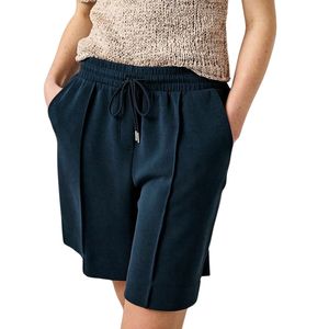 Shorts en coton à taille haute avec cordon de serrage pour femmes, couleur unie, confortables, décontractés, sportifs, à la mode, pour un usage quotidien - Product Image 5