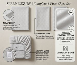 Parure de lit imprimée en microfibre 4 pièces de qualité supérieure, taille Queen, 400 fils, drap doux, 2 taies d'oreiller, anti-décoloration et anti-plis, pour usage domestique - Product Image 3