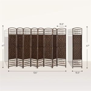 Paravento Pieghevole a 8 Ante Marrone, Pratico Divisorio per Ambienti e Schermo per la Privacy - Product Image 6