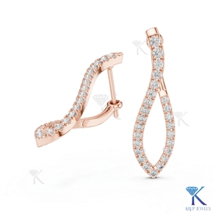 Boucles d'oreilles pendantes en diamant CVD cultivé en laboratoire, torsadées, pavées, avec fermoir Omega, en or massif 14 carats, bijoux fins pour femmes, pour mariage - Product Image 6