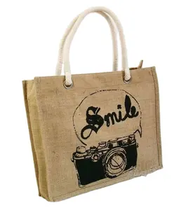 eco reusable grocery jute shopping bag