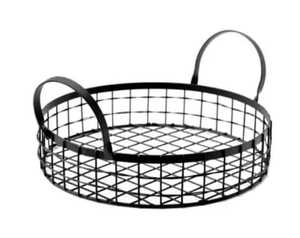 Bandeja Redonda de Alambre Metálico Negro con Asas, Cesta Decorativa para Servir y Organizar en la Encimera - Product Image 1