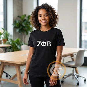 GREEK TREASURES Camisetas de la Hermandad Zeta Phi Beta para Mujer, Jersey Sólido, Casual, Bordado, Transpirable, 100% Algodón - Product Image 4
