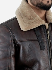 Nouvelle collection de vestes en cuir B3 en peau de mouton pour hommes, design tendance avec col en fourrure, respirantes, grandes tailles, style moderne, personnalisables, en vente - Product Image 5