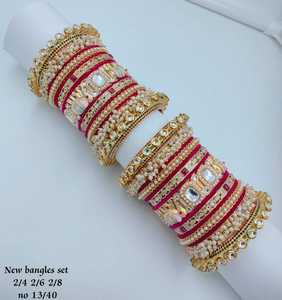 PADMAWATI <b>BANGLES</b> PRIVATE LIMITED High Quality Brass 2m Gold Plated 2m Thick Bezel <b>Set</b> Multi Color Indian Traditional Women's - Product Image 1