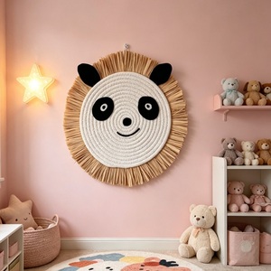 Décoration murale animale tissée nordique, petit lion, tigre, panda, épouvantail, ornement suspendu fait main pour chambre d'enfant, crèche - Product Image 1