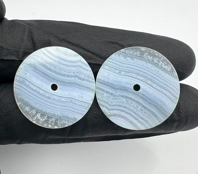 Natural Lace Agate Watch Dial Flat Cut Size 28.5 mm Thickness 1 mm White/Blue Classic Elegant Vintage Luxury Custom Crafted K
