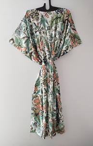 Vestido Kaftán de Algodón Rosa con Estampado Floral, Estilo Boho Vintage, Ligero, para Playa o Dormir, 100% Algodón, Largo hasta la Rodilla, Estilo Indio - Product Image 5