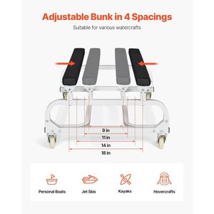 Carrello Regolabile per Moto d'Acqua con 4 Ruote, Capacità di Carico 1300 Libbre, per Spostamento Comodo di Moto d'Acqua - Product Image 4