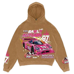 Sudadera con Capucha para Hombre, Invierno, 100% Algodón, Felpa, Impresión DTG Personalizada, Lavado Desgastado, Hombros Caídos, Secado Rápido, OEM - Product Image 1