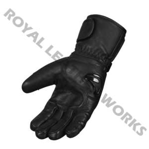 Gants de moto d'hiver en cuir véritable doublés pour hommes, noirs, de luxe, personnalisables, pour la conduite, vente en gros - Product Image 5