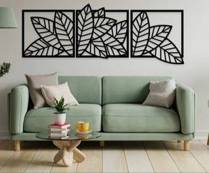 New leaf design wall art wall design home decor unique premium leaf design set of 3 wooden mdf premium - <b>top</b> seller - Product Image 1
