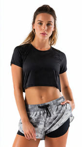 Shorts de jogging pour femmes, sublimation personnalisée, 2 en 1, double couche, imprimés, taille élastique, athlétiques - Product Image 2