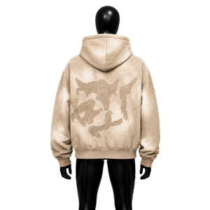 LUXURY BEIGE <b>PULLOVER</b> STREETWEAR OVERSIZED HOODIE Solid Pattern Cotton French Terry Casual Winter Embroidered Breathable - Product Image 2