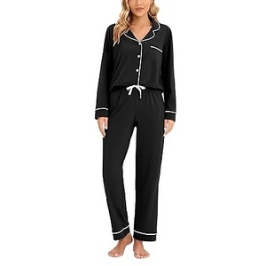 Conjunto de Pijama de Algodón 100% para Mujer, Camiseta de Manga Larga y Pantalones Anchos, Ropa de Dormir Suave y Transpirable para el Hogar - Product Image 5