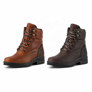 Botas de equitación de cuero PU antideslizantes con cremallera, para senderismo, deportivas de lujo para exteriores, personalizables, de color sólido. - Product Image 5