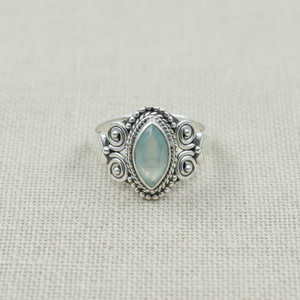 Blue Chalcedony 925 Sterling Silver Rose Yellow Gold <b>Ring</b> Handmade Vintage <b>Boho</b> Statement Marquise Gemstone Jewelry Women Gift - Product Image 3