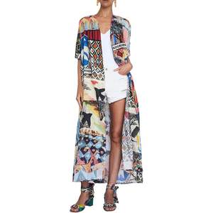 2025 <b>Women's</b> Bohemian Floral Print Short Sleeve Kimono Loose <b>Cardigan</b> <b>Lightweight</b> Multicoloured Swimsuit Cover up - Product Image 2