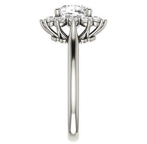 Anillo de compromiso y boda de lujo con moissanita de corte cojín certificada, engaste de puntas, plata de ley 925 chapada en oro blanco, solitario - Product Image 4