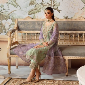 Ramsha ชุด M-12 Organza คอลเลกชัน3ชิ้น, ชุดปาร์ตี้ปากีสถานสำหรับผู้หญิงยาว salwar และสาวชุดแต่งงานชุดเทศกาล - Product Image 6