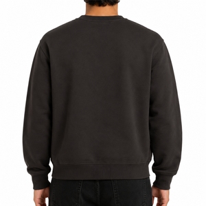 Sweat-shirt pour homme, col rond, noir, premium, lourd, décontracté, pull-over, style oversize, vêtements décontractés pour homme, style de vie pour homme - Product Image 2