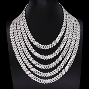 Custom 20mm 925 Silver Rhodium Plated Rose Gold Plated <b>Rope</b> <b>Chain</b> for Men Bezel Setting Moissanite Hip Hop Fine Necklace Gift - Product Image 1