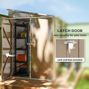 Casetta da Giardino Esterna 1,4m x 2,7m con Base e Porte Lucchettabili per Patio e Prato, Marrone - Product Image 6