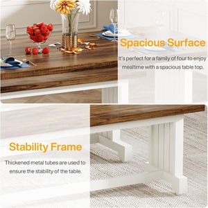 Set da Pranzo Contemporaneo in Stile Fattoria con Tavolo e 2 Panche Pieghevoli, Mobili da Cucina in Legno per Appartamenti - Product Image 4