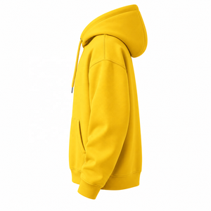 Sweat-shirt à capuche d'hiver en coton 100% jaune premium, service OEM personnalisé, streetwear avec poche kangourou - Product Image 4