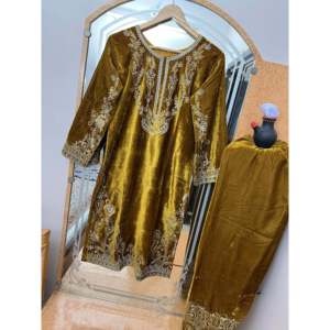 Hermoso conjunto de Parte superior inferior para fiestas Elegantes vestidos de noche con trabajo de bordado Zari - Product Image 3