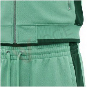 Conjunto Deportivo para Hombre en Verde Menta, Manga Larga, Cuello Alto, Cierre Frontal, Color Sólido, Transpirable, Corte Regular, para Otoño - Product Image 5