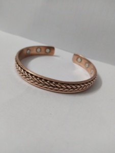 Copper Cuff <b>Bracelet</b> With Cross Embossed Design Fashionable <b>Metal</b> Jewelry For Men Women - Product Image 5