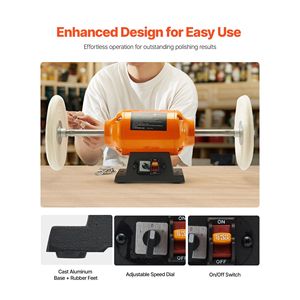 Lucidatrice da banco a doppia velocità da 1/2 HP, 8 pollici, 1725/3450 RPM, con 2 cuscinetti - Product Image 5