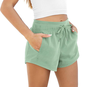 Shorts de sport pour femmes de qualité supérieure avec poches, en coton French Terry, avec cordon de serrage, pour l'été, décontractés, pour la détente - Product Image 3