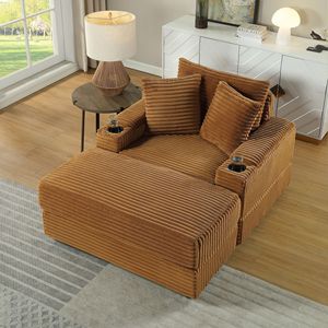 Set Soggiorno Accogliente: Divano Profondo con 2 Cuscini Decorativi e Pouf, Comodo per l'Intrattenimento Domestico - Product Image 4