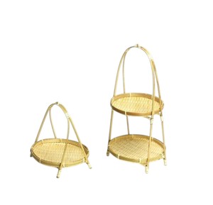 Cesta de Bambú de 2 Niveles con Asas, Organizador de Cocina Tejido, Contenedores de Almacenamiento, Artículos para el Hogar, Juegos de Baño, Decoración del Hogar - Product Image 3