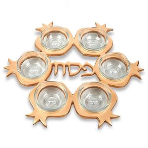 Plateau de Seder tendance en forme de branche de grenade, fait main, doré, Judaica, pour la Pâque, décoration de table de fête - Product Image 6