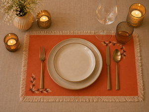 Set de table rectangulaire brodé à franges jaunes, décoration de table pour la maison, les dîners et les fêtes - Product Image 2