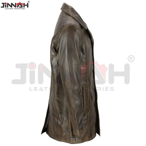 Produit le plus vendu : Manteau long en cuir, meilleur manteau long en cuir slim pour homme pour l'hiver, design personnalisé, manteaux en cuir, couleur personnalisée - Product Image 2