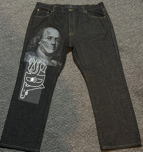 Jean Cargo Baggy Décontracté pour Homme de Haute Qualité, Style Hip-Hop, Imprimé Uni, 100% Coton, Délavage Moyen, Coupe Droite, Idéal Hiver - Product Image 1