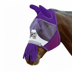 Masque anti-mouches pour chevaux respirant et très vendu, confortable avec protection des oreilles, élastique et respirant, avec couvre-yeux en maille - Product Image 1
