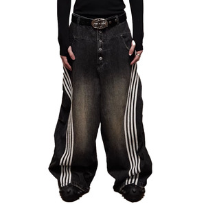 Jeans Boyfriend Personnalisés à Bretelles Ajustables en Denim Tissu Spandex/Coton Imperméable Respirant Séchage Rapide Léger Délavé OEM - Product Image 1