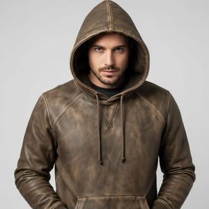 Veste en cuir véritable vintage pour homme, aspect vieilli, style rétro, mode motard, écologique, respirante, fournisseur OEM - Product Image 5