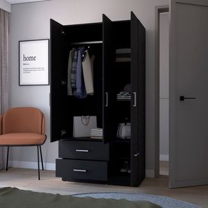 Crosby camera da letto nero quattro porte armadio elegante per la conservazione - Product Image 5