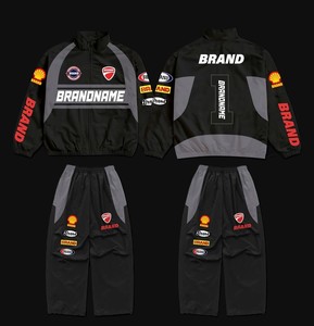 Conjunto de Sudadera con Capucha y Pantalones Personalizados para Hombre, con Pedrería, Cierre de Cremallera, Algodón, Talla Grande, Estilo Holgado, Bordado - Product Image 6