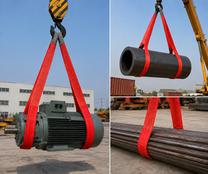Sangle plate en polyester pour levage d'équipements lourds, 5 tonnes, boucles renforcées, haute performance, fabricant OEM - Product Image 2
