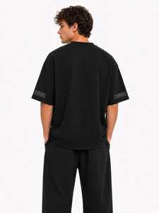 Camiseta de algodón extragrande negra con estampado DTG para hombre, cuello redondo, manga corta, ropa urbana - Product Image 2