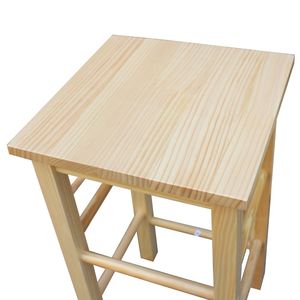 Carrello da Cucina Moderno Pieghevole in Legno Massello con 2 Sgabelli Gratuiti, Colore Naturale - Product Image 2